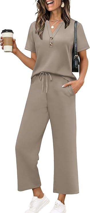 OFEEFAN 2 Piece Sets for Women Spring Fashion Beach Vacation Cruise Outfit Dressy Casual Wide Leg... | Amazon (US)