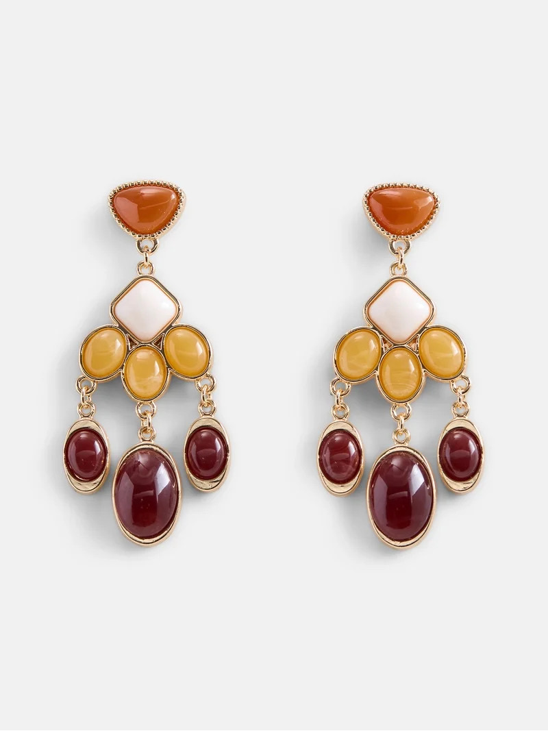Scenario Women's Gold\u2011Tone Drop Earrings with Multicolor Resin Accents | Walmart (US)