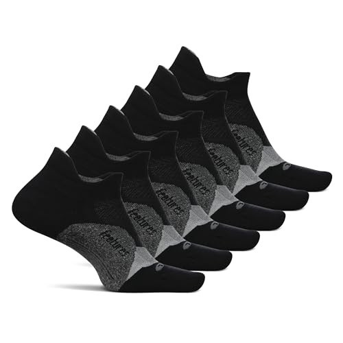 Feetures Elite Light Cushion No Show Tab Athletic Socks - Running Sock with Targeted Compression - Medium, New Black (6 Pack) | Amazon (US)