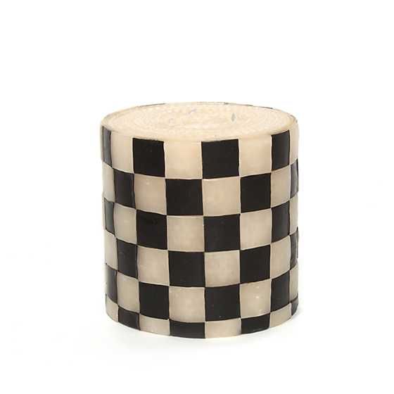 Check 5" Black & Ivory Pillar Candle | MacKenzie-Childs