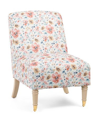 Floral Accent Chair On Caster Feet | TJ Maxx