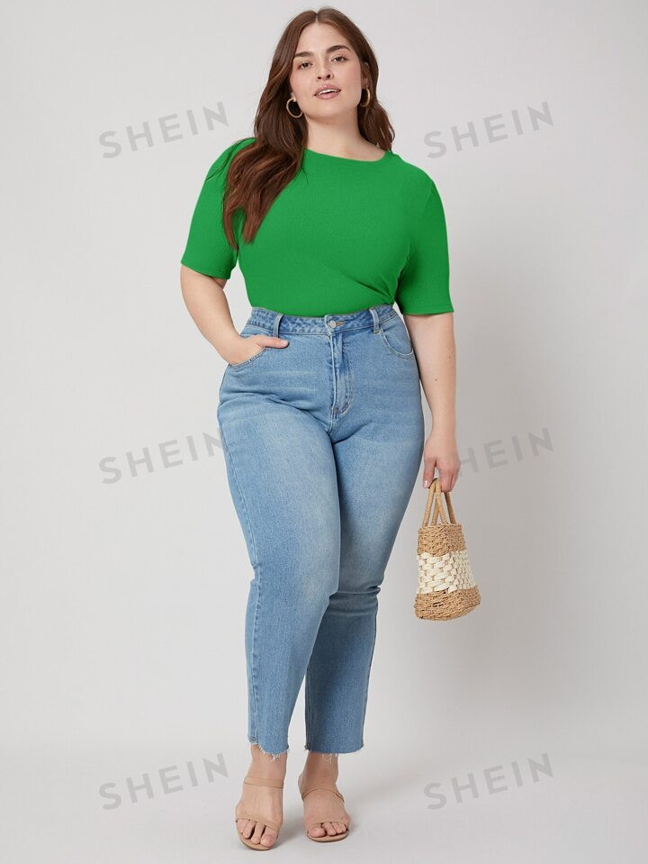 MOTF PREMIUM PLUS SLIM RIBBED T-SHIRT | SHEIN