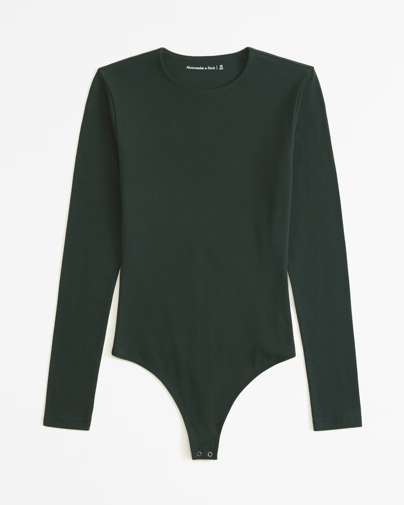 Long-Sleeve Cotton Seamless Fabric Crew Bodysuit | Abercrombie & Fitch (US)