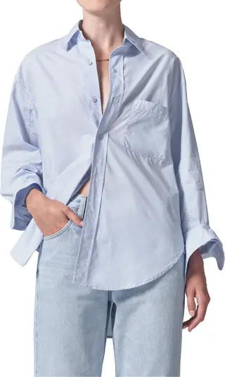 Citizens of Humanity Kayla Oversize Poplin Button-Up Shirt in Optic White at Nordstrom, Size Smal... | Nordstrom