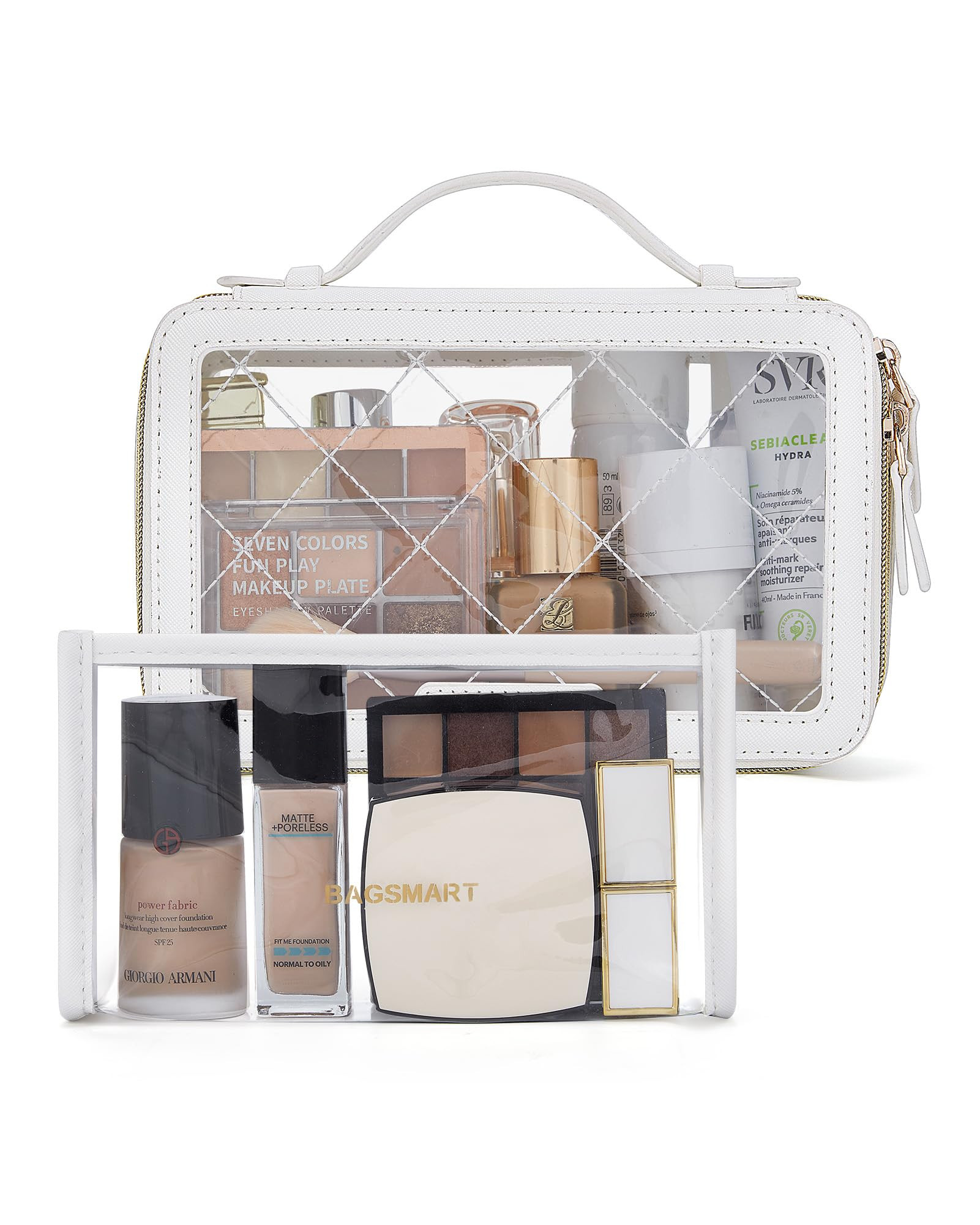 BAGSMART Clear Makeup Bag Set, TSA Approved Toiletry Bag, Clear Travel Bags for toiletries, Cosme... | Amazon (US)