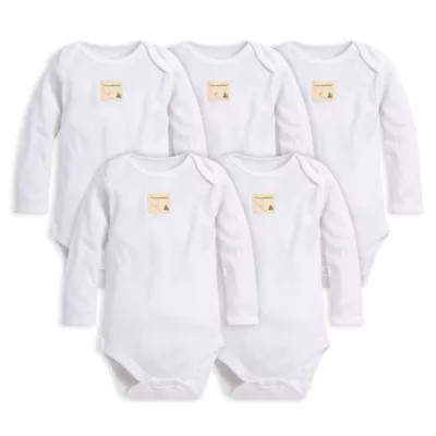 Burt's Bees Baby® 5-Pack Organic Cotton Long Sleeve Bodysuit in Cloud | Bed Bath & Beyond