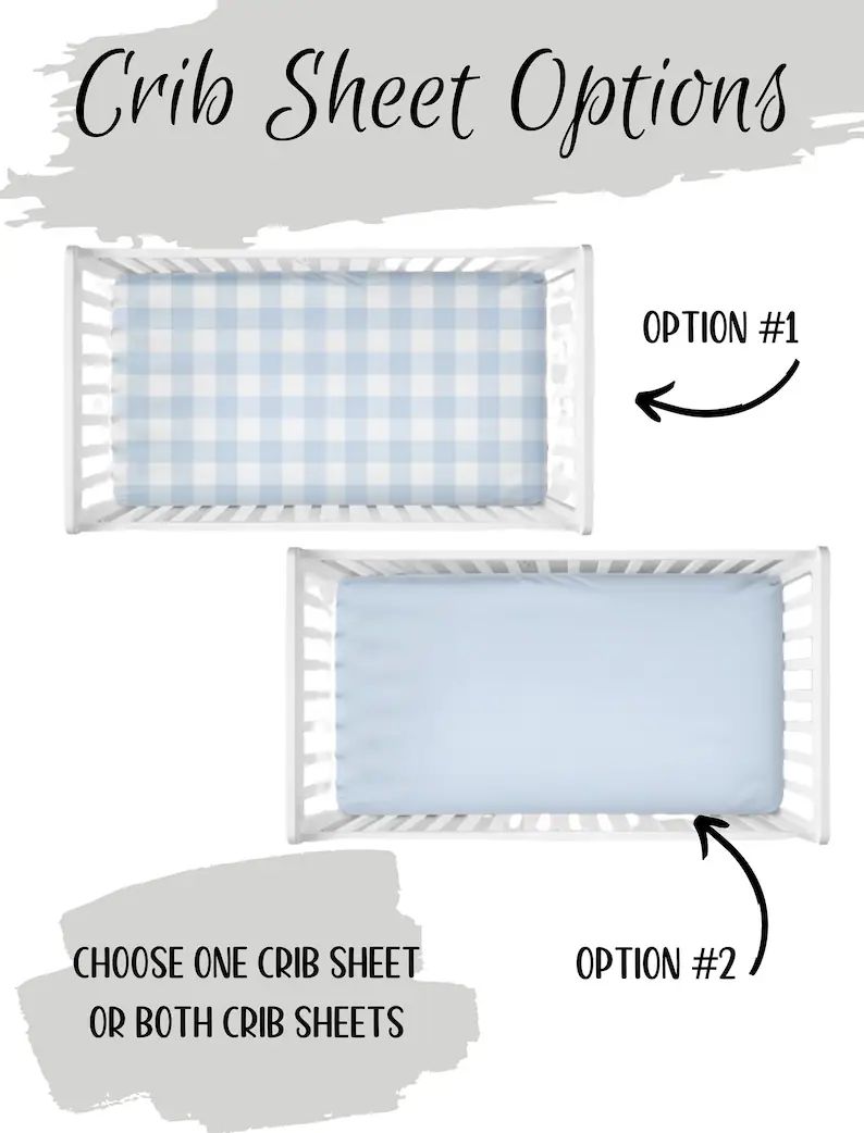 Gingham Check Crib Sheets, Light Blue Crib Sheet, Boy Crib Sheet, Blue Crib Bedding, Fitted Crib ... | Etsy (US)
