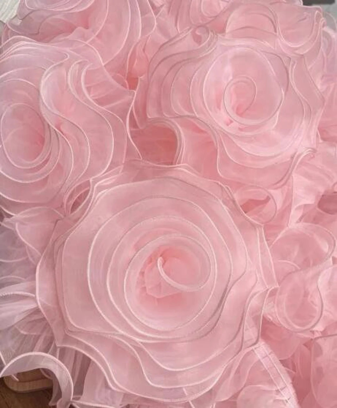 1pc Pink White 3D Flower Organze Rose Lace, Chiffon Lace Trim, Chiffon Floral Trim, Wedding Trim,... | Etsy (US)