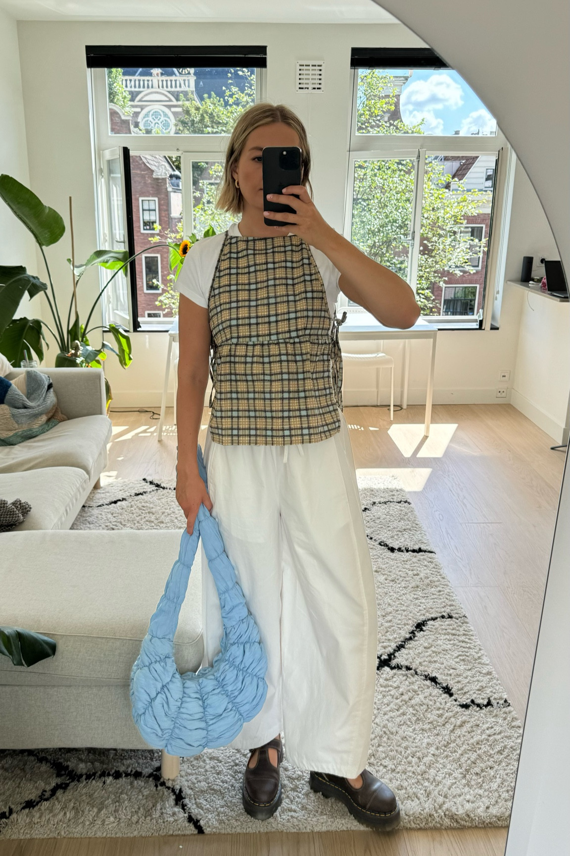 Casual summer outfit inspo!

Gingham tie side vest: motel (S)
White barrel leg trousers: COS (EU36)
Blue crossbody bag: COS
White baby tee: Uniqlo
Brown Mary Janes: Dr Martens

#LTKstyletip #LTKuk #LTKeurope