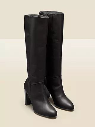 Sosandar Knee High Leather Boots, Black | John Lewis (UK)