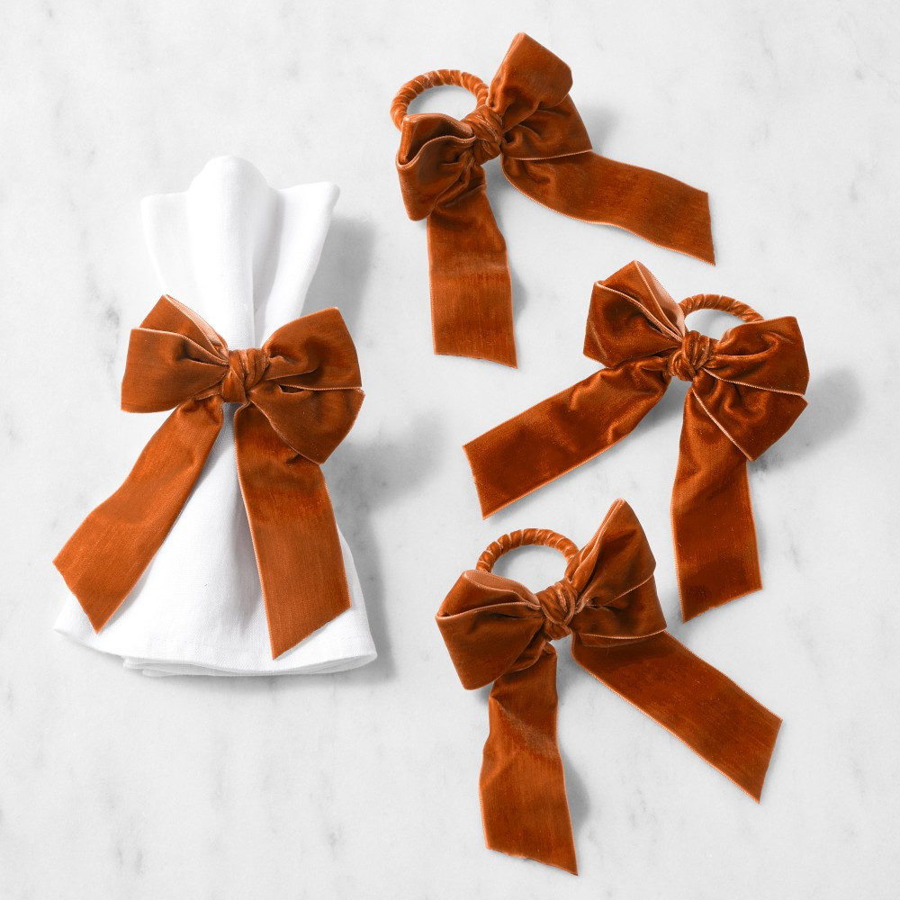 Velvet Bow Napkin Rings, Set of 4 | Williams-Sonoma