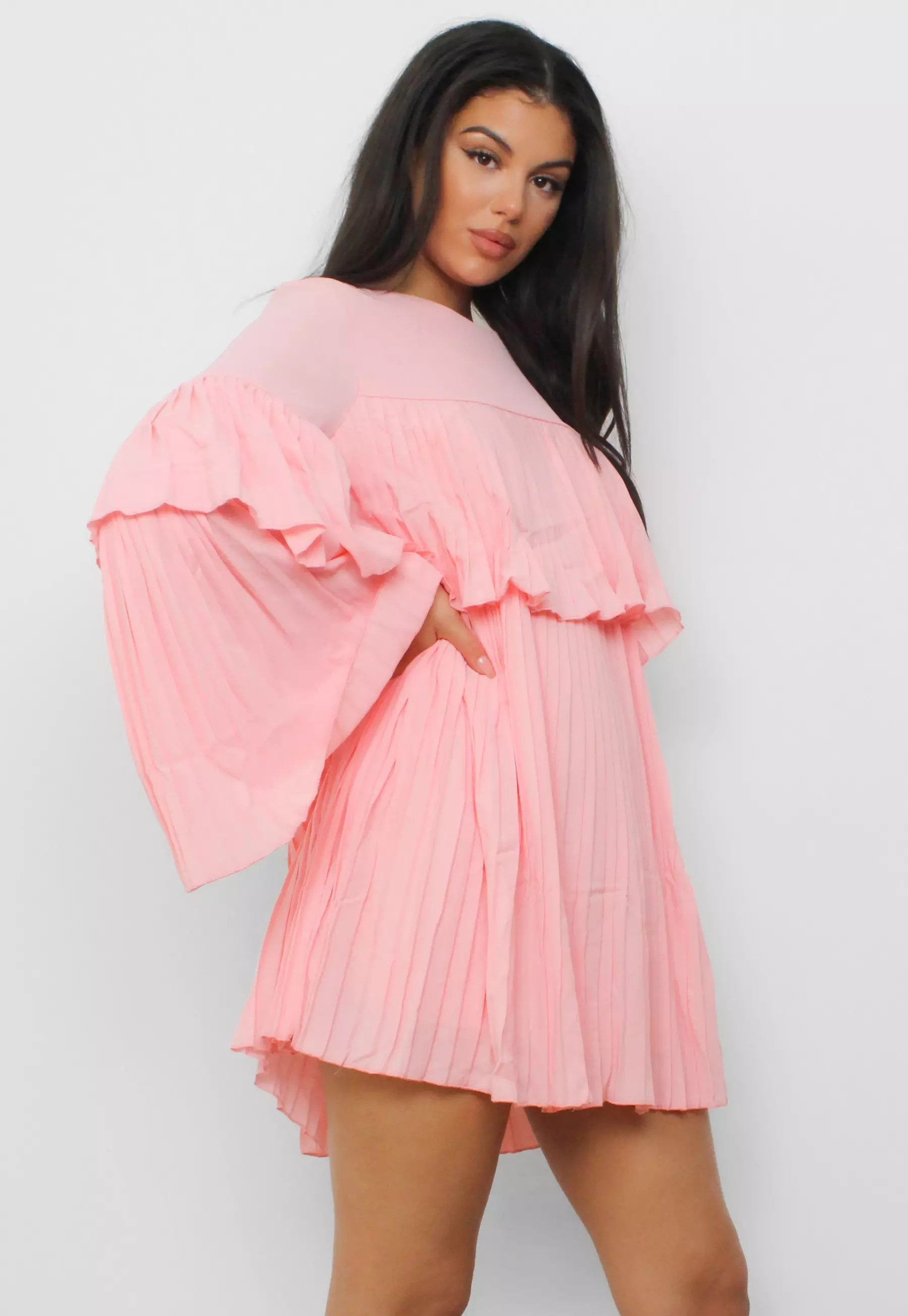 Blush Pleated Smock Dress | Missguided (US & CA)