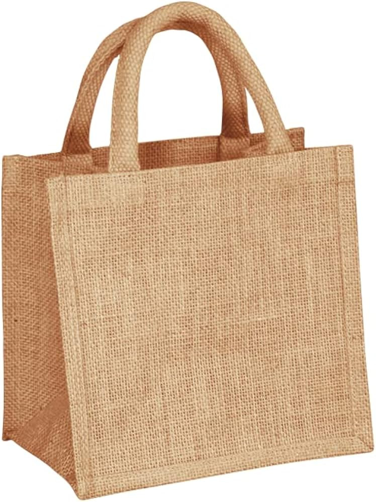 10 Small Burlap Gift Bags with Handles, Wedding Welcome Gift Bags, Bridesmaids Gifts, Bachelorett... | Amazon (US)
