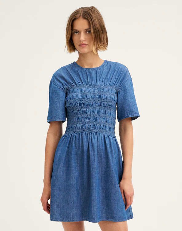 Denim Smocked Mini Dress | Madewell