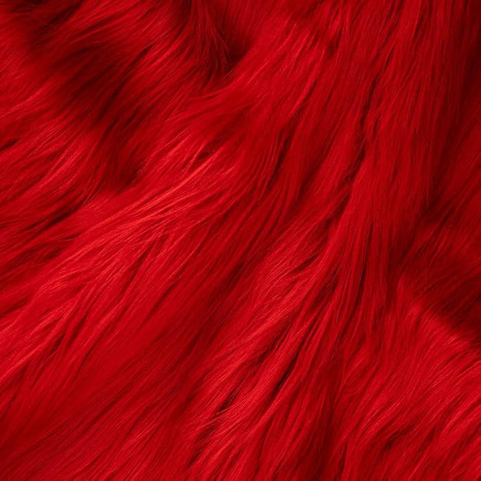 Red Faux Fur Fabric by The Yard for Crafts 18" X 61" Inch Wide Furry Fabric for Sewing, Costumes,... | Amazon (US)