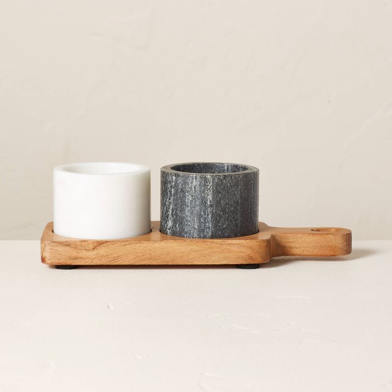 Salt &#38; Pepper Marble Pinch Pot Set Gray/White - Hearth &#38; Hand&#8482; with Magnolia | Target