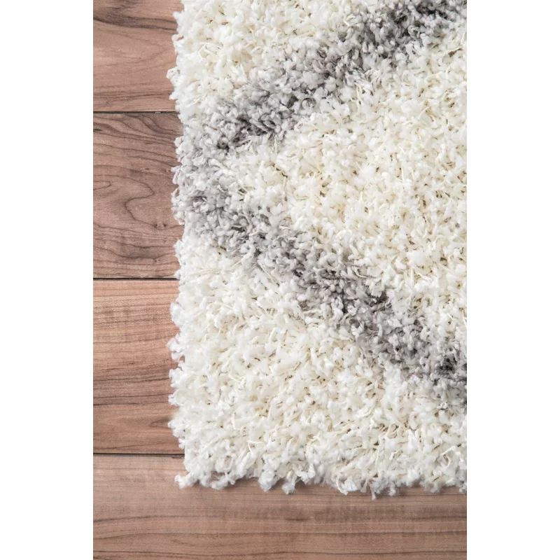 Colona Geometric Shag White Area Rug | Wayfair North America