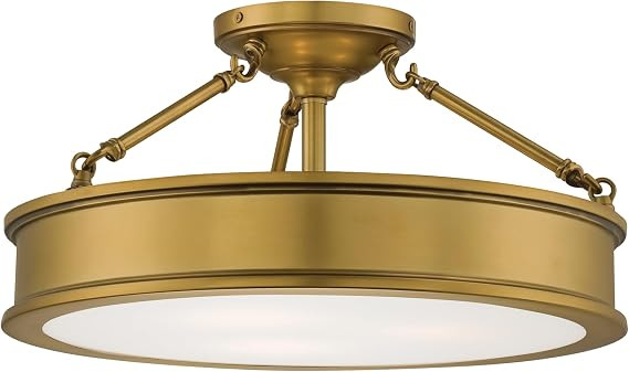Minka Lavery 4177-249 Harbour Point Semi-Flush, 3-Light, 300 Total Watts, 19-in H x 9.75-in W, Li... | Amazon (US)