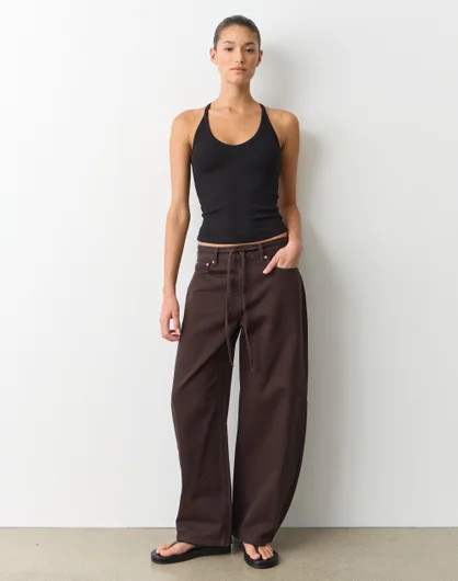 Mid Rise Tie Front Barrel Leg Jean | Glassons (Australia)