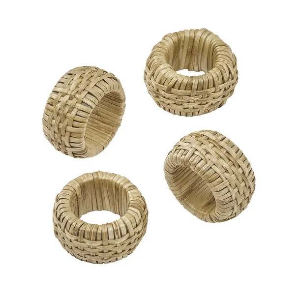 My Texas House 8-Piece Cotton Napkin and Jute Napkin Ring Set, White | Walmart (US)