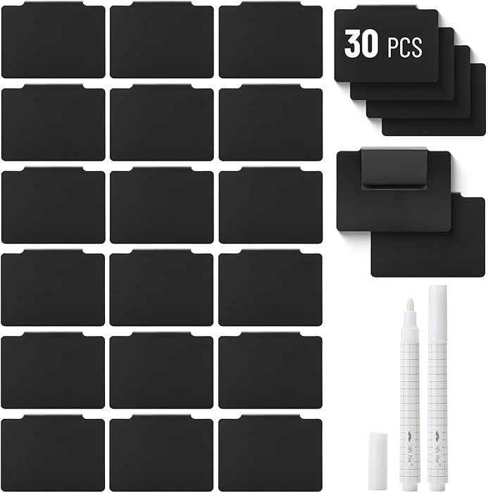 Mr. Pen- Basket Labels Clip On Set, 32 pcs, 30 Removable Bin Labels Clip On with 2 Chalk Markers | Amazon (US)