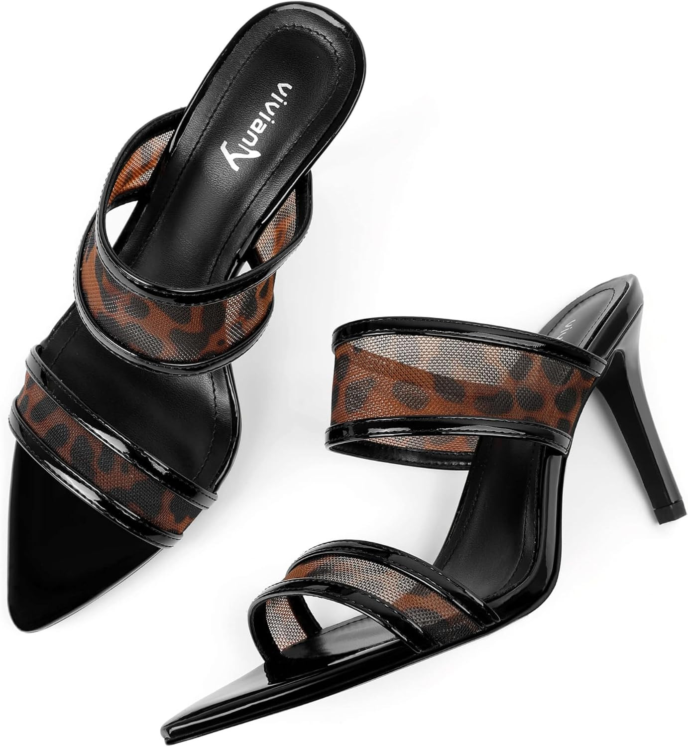 vivianly Clear Pointed Toe Heels Sandals Transparent Strap Stiletto High Heels Slip on Mules for Women | Amazon (US)