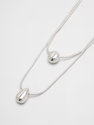 Layered Metal Pendant Necklace | Banana Republic Factory