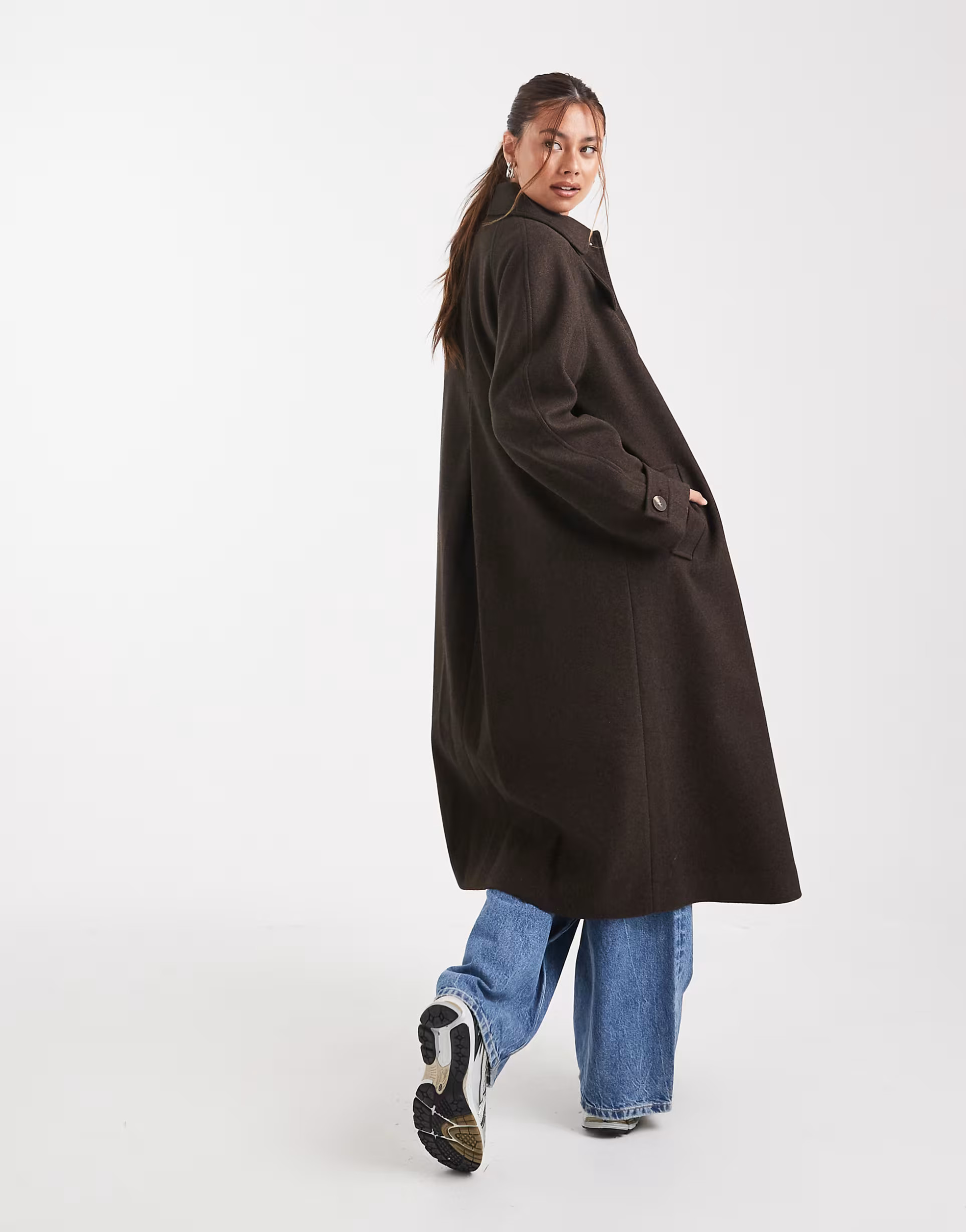 ASOS DESIGN longline car coat in chocolate | ASOS | ASOS (Global)
