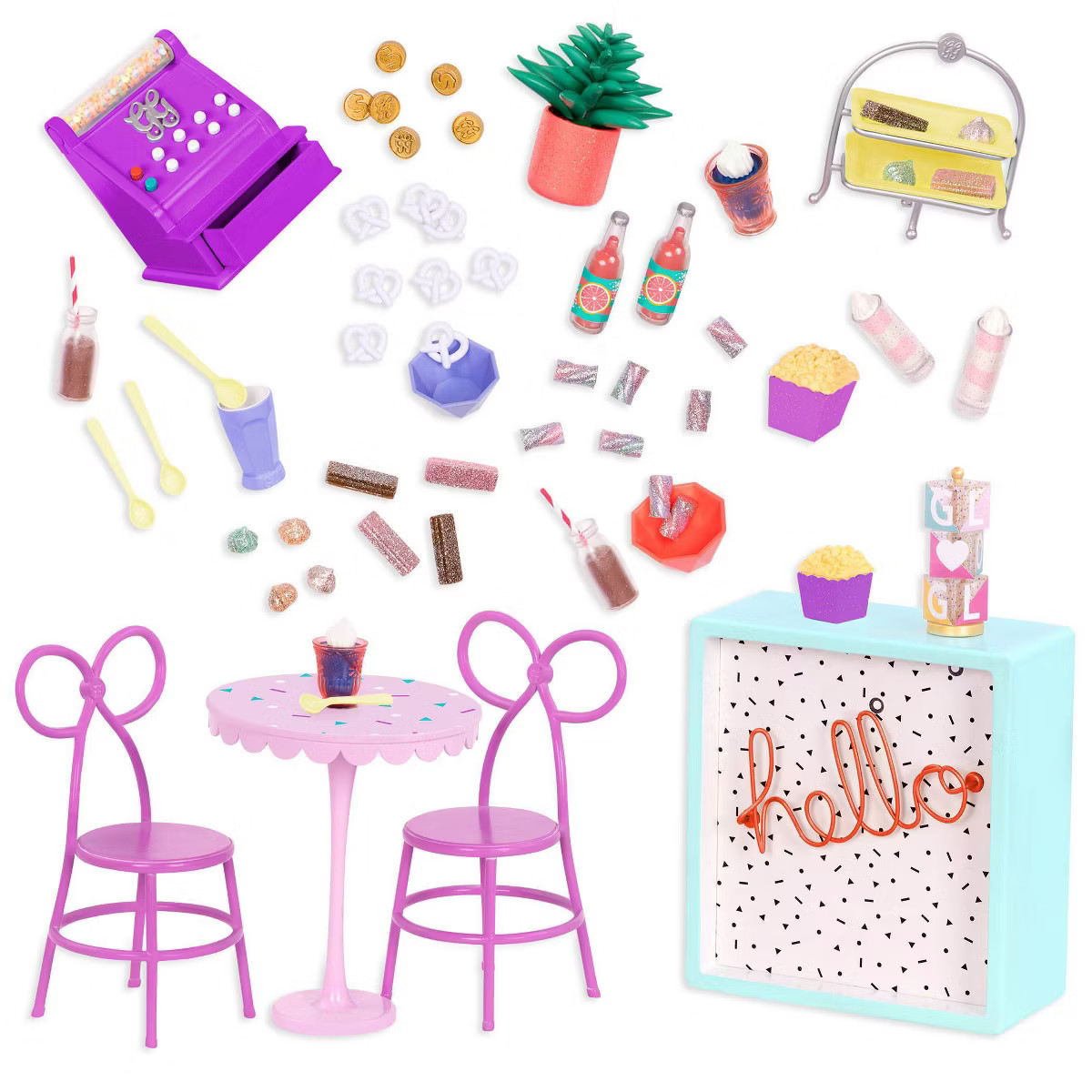 Glitter Girls Sweet Shop Terrace Table & Chairs Furniture Accessory Set for 14" Dolls | Target