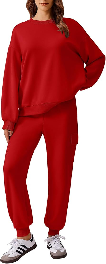 Amazon.com: PINSPARK Lounge Sets for Women Sweatshirt Long Sleeve Drawstring Jogger Pants with 4 ... | Amazon (US)