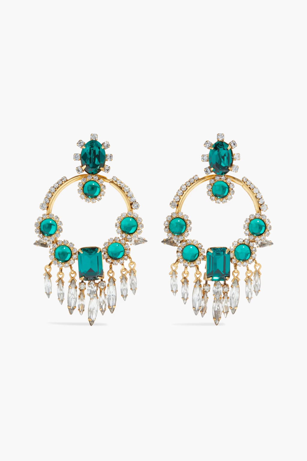 Emerald 24-karat gold-plated Swarovski crystal earrings | Sale up to 70% off | THE OUTNET | ELIZA... | The Outnet (US and CA)