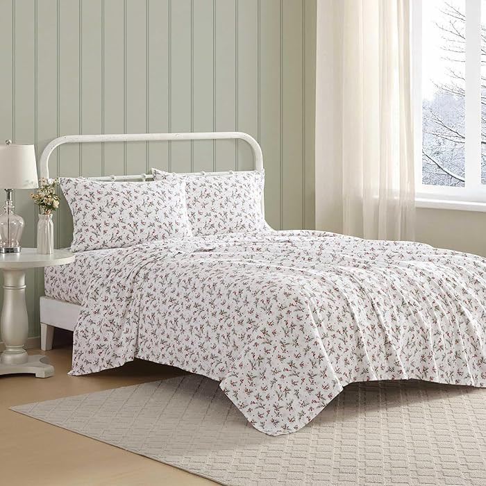 Laura Ashley - Flannel Sheets Queen Size, Anti-Pilling & Wrinkle Resistant Cotton, Touchably Soft... | Amazon (US)