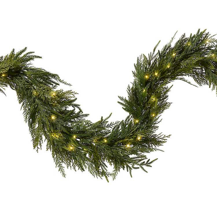 Prelit Juniper and Norfolk Pine Garland | Kirklands