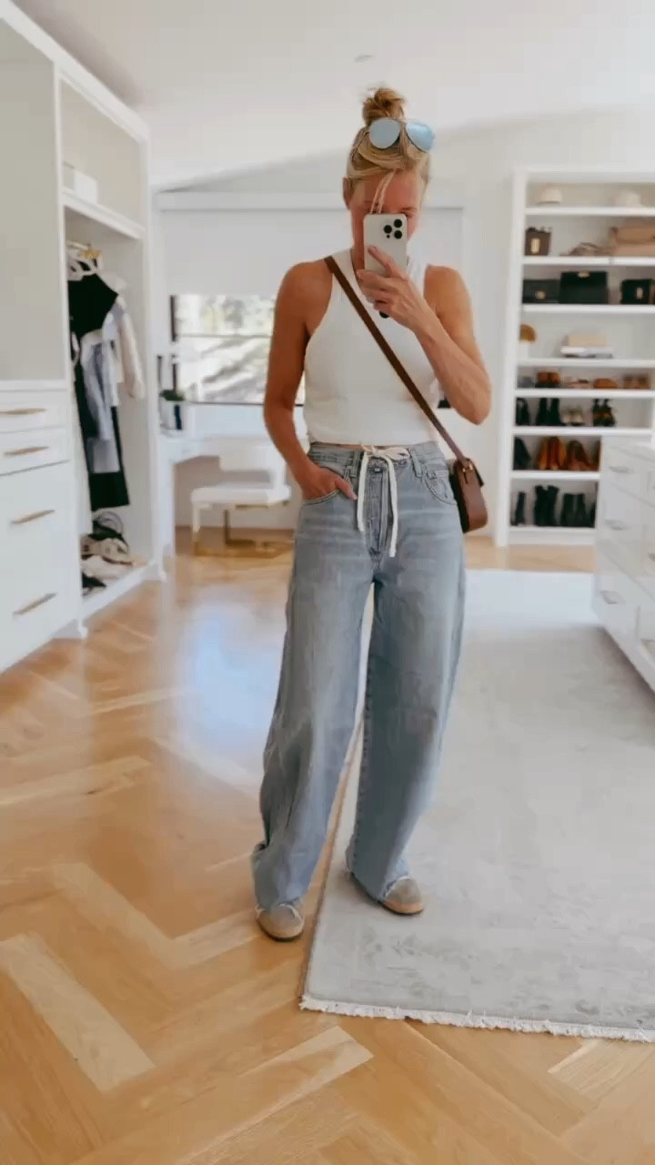 These super cool jeans are restocked again! I love these so much I also bought them in a tan color too. Size down one size. 

#LTKootd #LTKSeasonal #LTKOver40