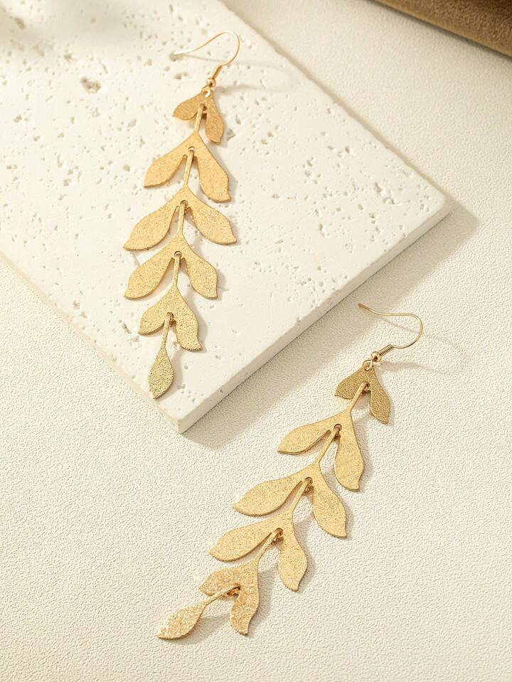 1 Pair Stylish Elegant Simple Leaf Dangle Earrings | SHEIN