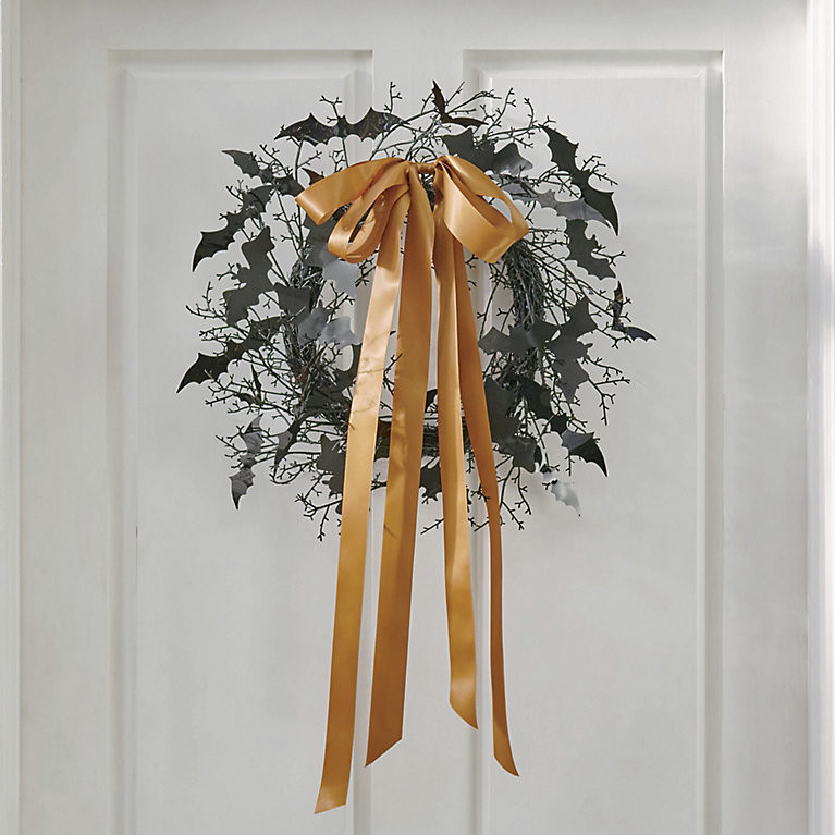 Batty Wreath with Ribbon, 18" | Grandin Road