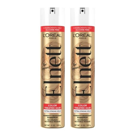 L'Oreal Paris Hair Care Elnett Satin Extra Strong Hold Hairspray For Color Treated Hair, Long Lasting Plus Humidity Resistant Hair Spray, 11 Ounce (2 Count) | Walmart (US)