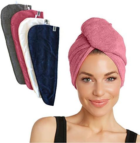 Turbie Twist Super Absorbent Microfiber Hair Towel - Hands Free Hair Drying Towel - 4 Pack (Pink,... | Amazon (US)