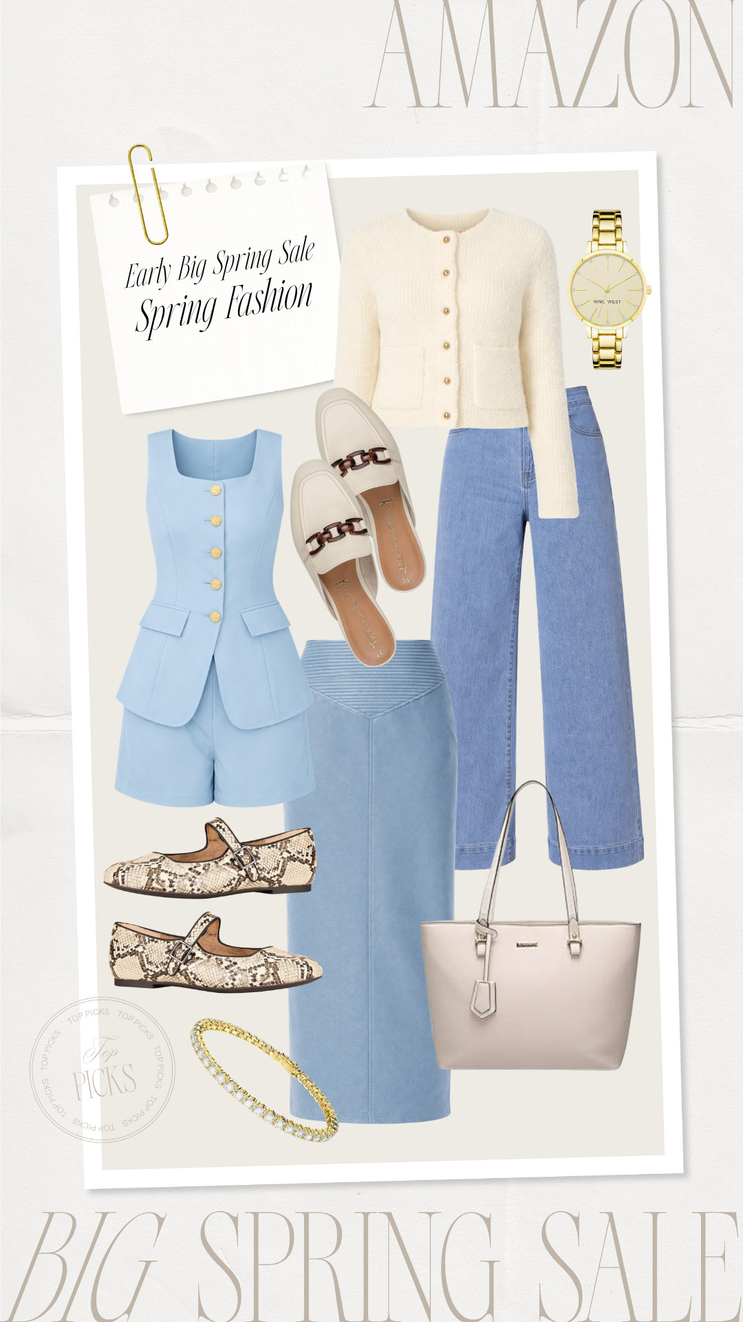 Amazon spring fashion finds on sale early for the Big Spring Sale!

cool blue looks, spring fashion, spring style, spring looks, spring outfit, blue shorts suit, blue jeans, wide leg jeans, wide leg denim, cream cardigan, off-white mules, snakeskin flats, spring shoes, workwear, office looks, blue skirt, midi skirt, maxi skirt, white handbag, work tote, tennis bracelet, gold watch 

 #LTKgrwm #LTKootd #LTKSaleAlert
