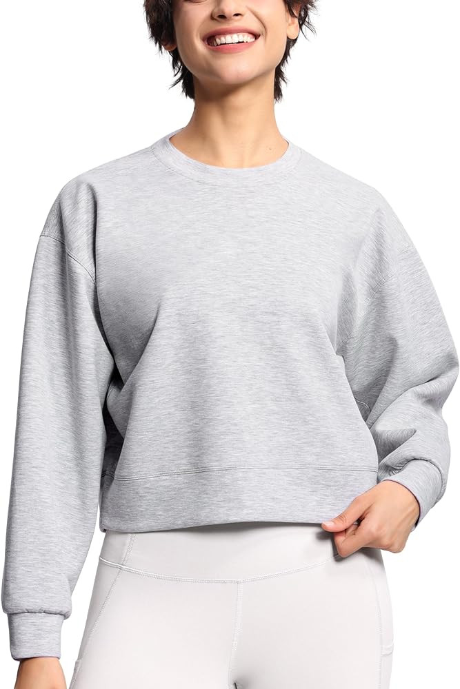 THE GYM PEOPLE Women's Crewneck Cropped Pullover Sweatshirt Cute Basic Long Sleeves Workout Tops | Amazon (US)