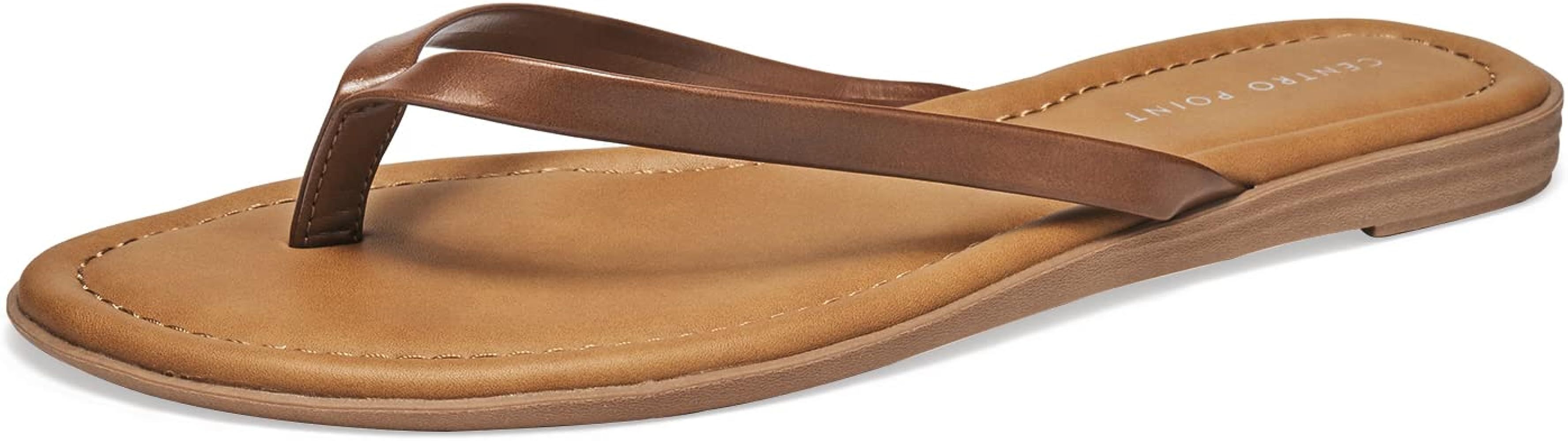 CentroPoint Women's T-strap Thong Flat Flip Flops Casual Thin Strap Sandals Single Layer Premier ... | Amazon (US)