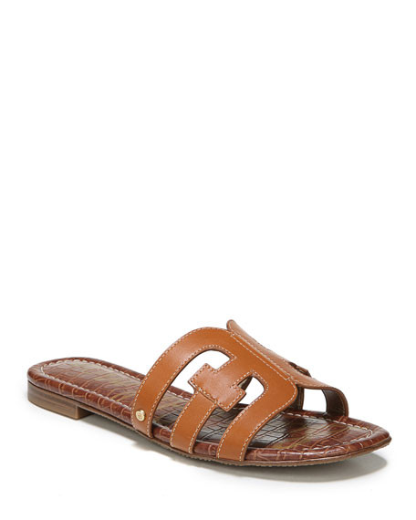 Sam Edelman Bay Leather Cutout Slide Sandals | Neiman Marcus