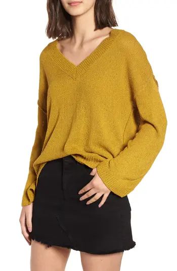 Women's Bp. Exposed Seam Sweater, Size XX-Small - Green | Nordstrom