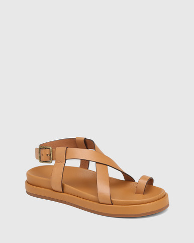 Bimbi Tan Leather Flatform Sandal | Wittner