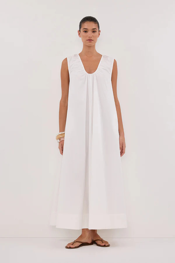 GABBY WHITE COTTON MIDI DRESS | DISSH