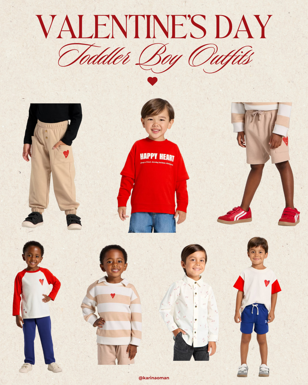 Valentine’s Day outfits for toddler boys 💘

Cat & Jack from Target is always another go-to for us. Cute, comfy, and budget-friendly. These pieces are perfect for Valentine’s Day parties, photos, or everyday wear 🤍

#LTKkids #LTKfamily #TargetFinds #CatAndJack #ToddlerBoyStyle #ValentinesDayOutfits #BoyMom 

 #LTKmomlife #LTKBaby #LTKKids