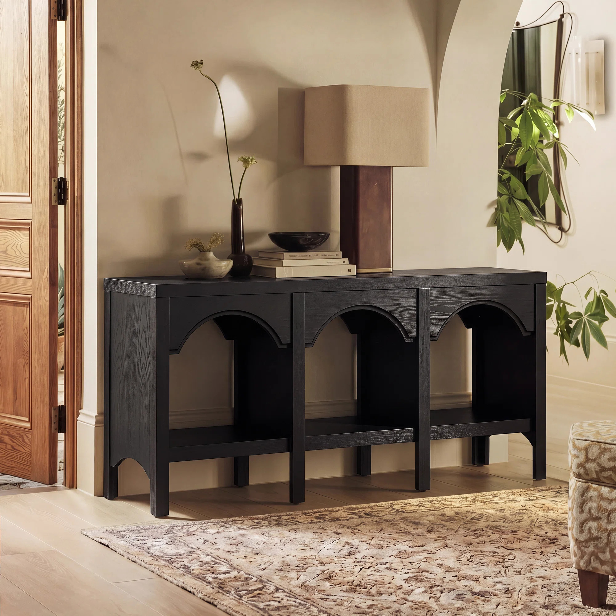 August Grove® 60" Wood Arched Console Table with Storage Shelf, Modern Entryway Table with Solid Wood Legs, Sofa Table for Hallway & Reviews | Wayfair | Wayfair North America