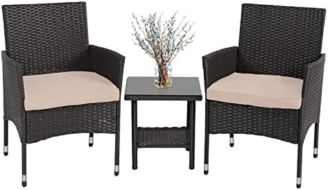 FDW Patio Furniture Sets Outdoor Wicker Bistro Set Rattan Chair Conversation Sets Garden Furnitur... | Amazon (US)