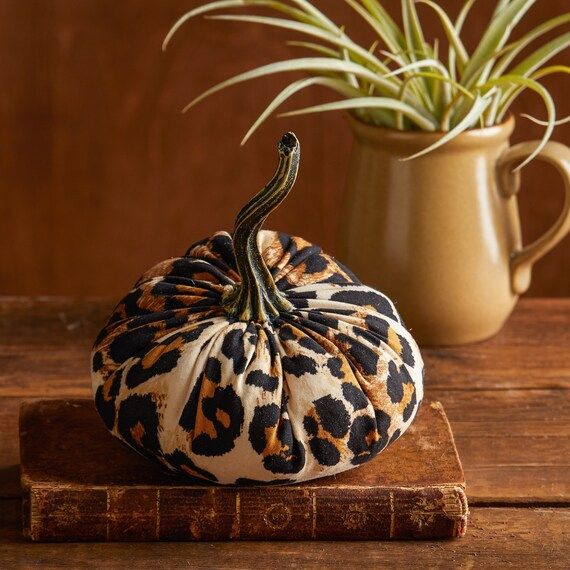 Small Fabric Pumpkin Leopard Print, modern farmhouse decor, glam table centerpiece, rustic home d... | Etsy (US)
