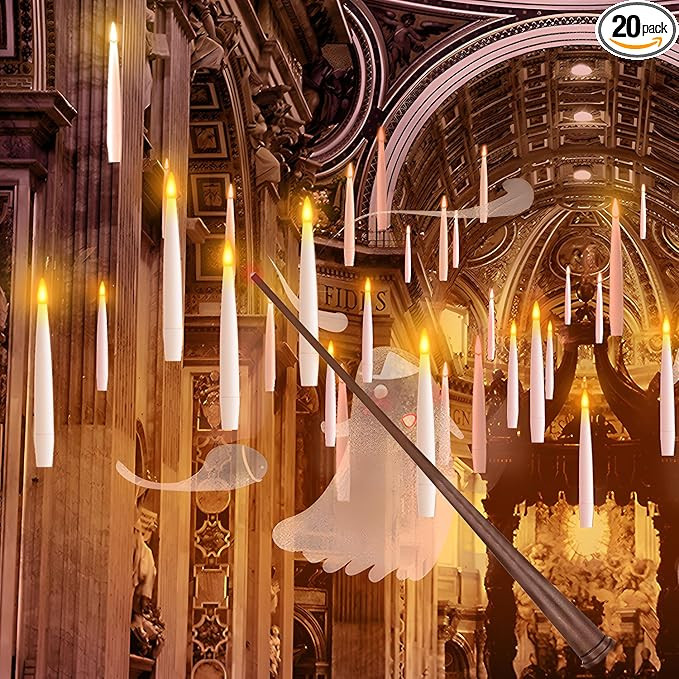 Floating Candles with Wand, 20 PCs Magic Hanging Candles, Flickering Warm Light Flameless Floatin... | Amazon (US)